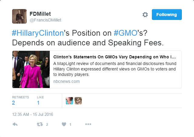 Hillary and GMOs.